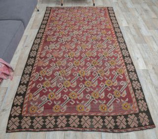 5x8 Vintage Oversized Handwoven Kilim Flatweave Rug - Thumbnail