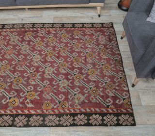 5x8 Vintage Oversized Handwoven Kilim Flatweave Rug - Thumbnail