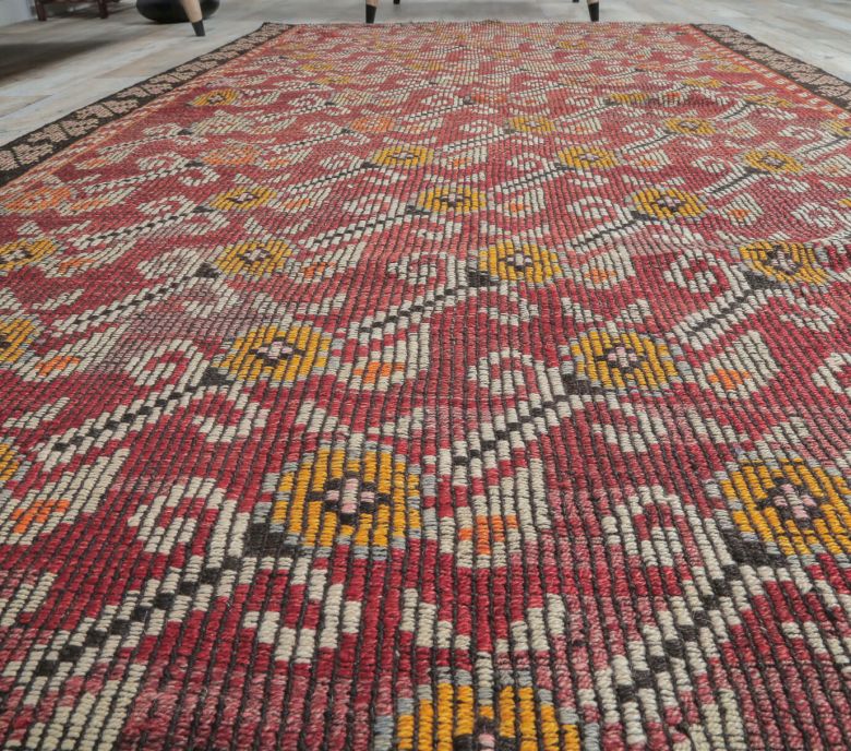 5x8 Vintage Oversized Handwoven Kilim Flatweave Rug