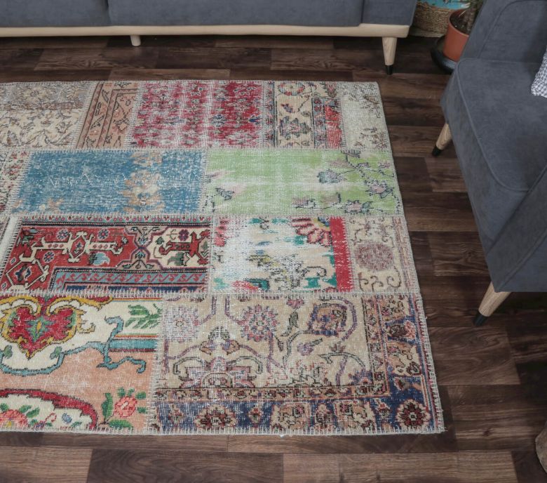 5x8 Vintage Patchwork Turkish Area Rug