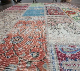 5x8 Vintage Patchwork Turkish Area Rug - Thumbnail