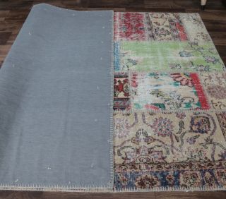 5x8 Vintage Patchwork Turkish Area Rug - Thumbnail