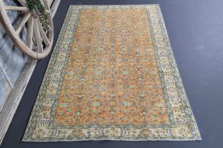 5x9 Handmade Vintage Floral Area Rug - Thumbnail