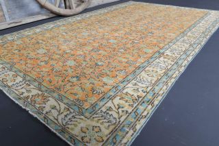 5x9 Handmade Vintage Floral Area Rug - Thumbnail