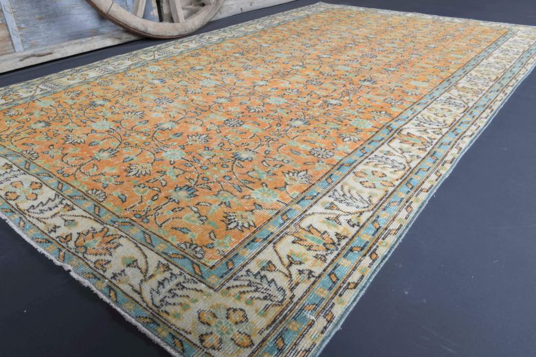 5x9 Handmade Vintage Floral Area Rug