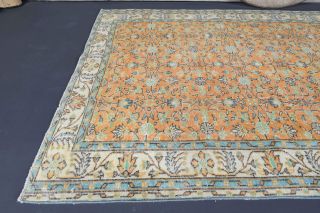 5x9 Handmade Vintage Floral Area Rug - Thumbnail