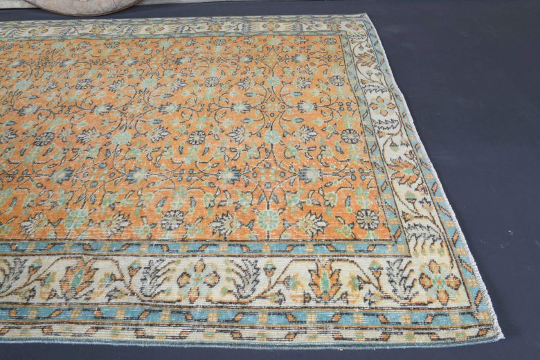 5x9 Handmade Vintage Floral Area Rug