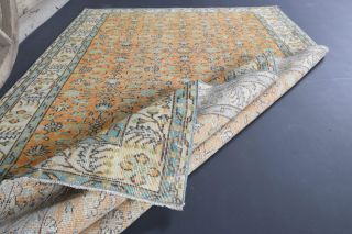 5x9 Handmade Vintage Floral Area Rug - Thumbnail