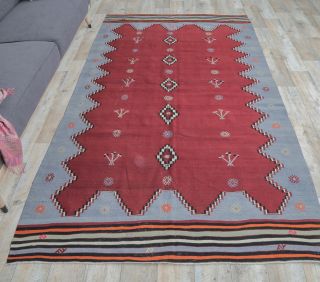 5x9 Vintage Balikesir Kilim Handmade Rug - Thumbnail