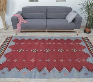 5x9 Vintage Balikesir Kilim Handmade Rug - Thumbnail