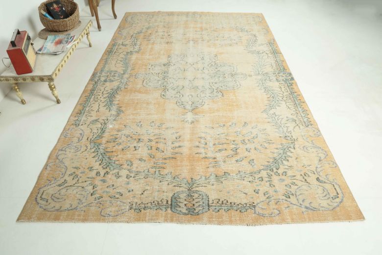6 'x 10' Antique Washed Anatolian Oriental Area Rug from 1950s