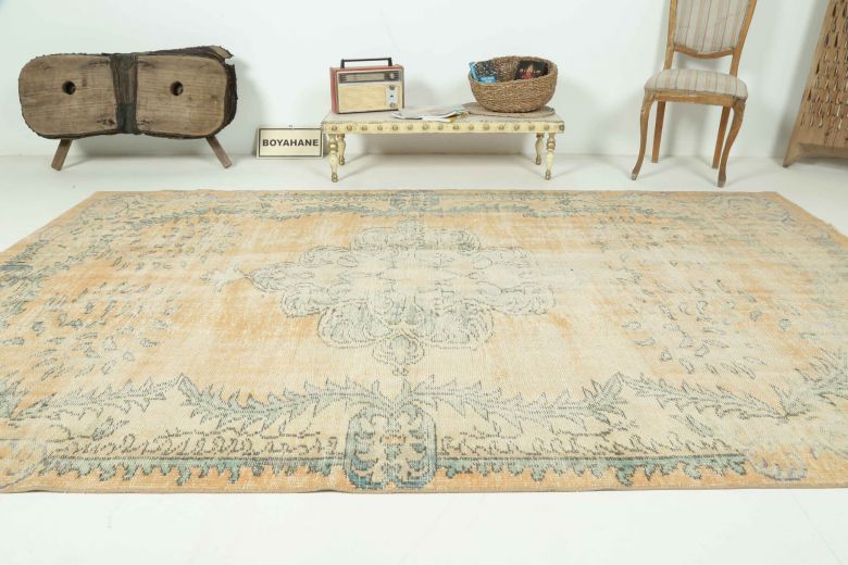 6 'x 10' Antique Washed Anatolian Oriental Area Rug from 1950s