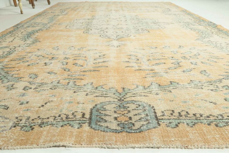 6 'x 10' Antique Washed Anatolian Oriental Area Rug from 1950s