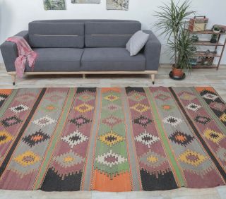 6x13 Vintage Kilim Handmade Rug - Thumbnail