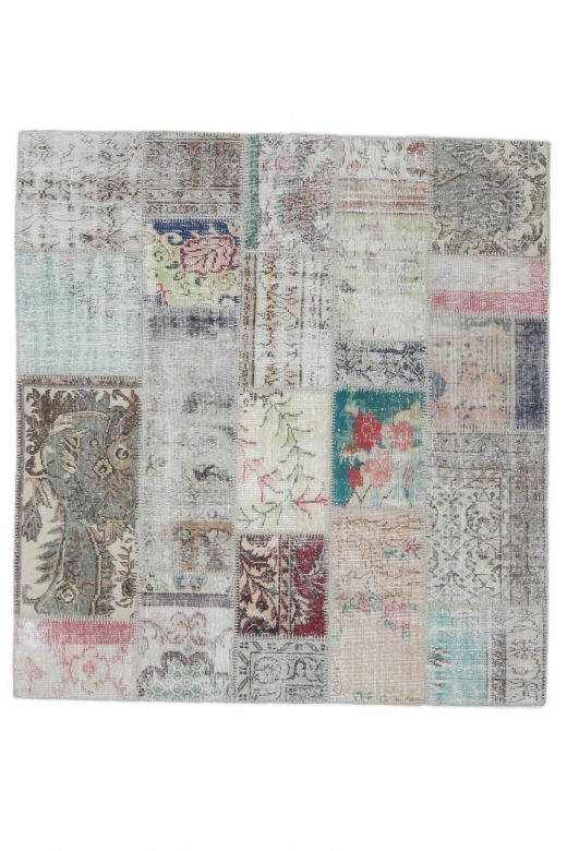 5x6 Vintage Distressed Patchwork Area Rug