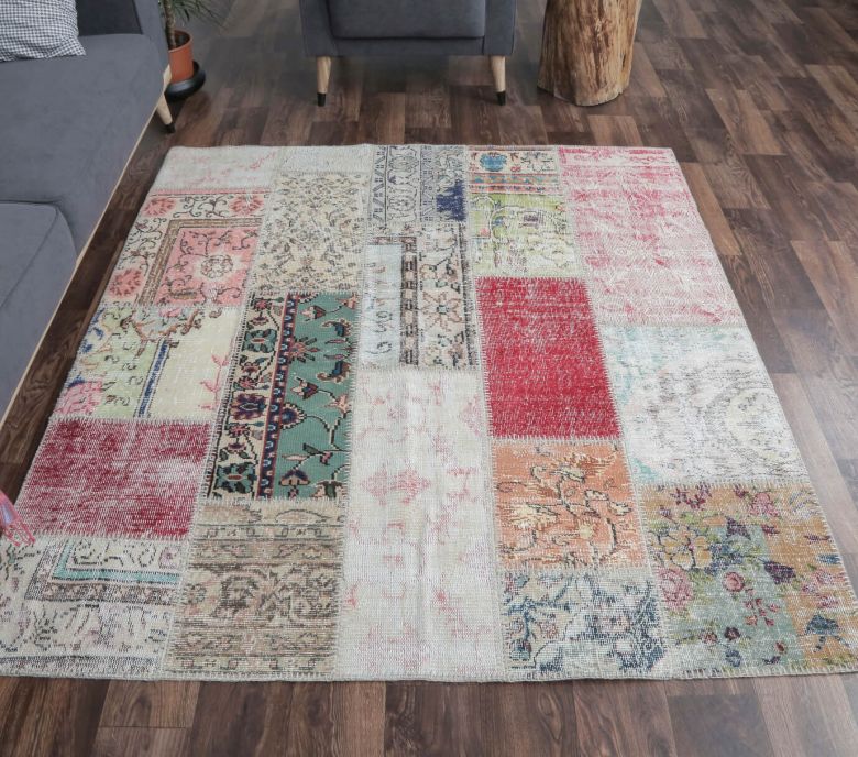 5x6 Rug Vintage Patchwork Handmade Area Rug