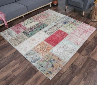 5x6 Rug Vintage Patchwork Handmade Area Rug - Thumbnail