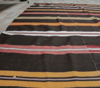 6x7 Vintage Handmade Striped Area Rug - Thumbnail