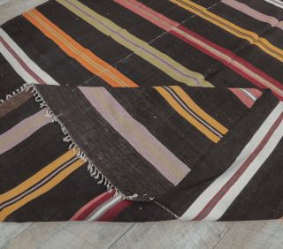 6x7 Vintage Handmade Striped Area Rug - Thumbnail