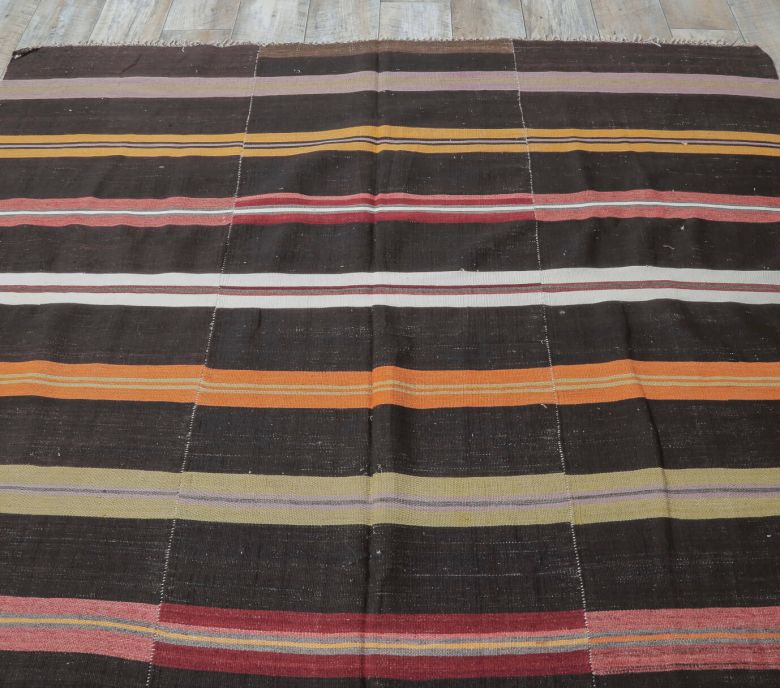 6x7 Vintage Handmade Striped Area Rug