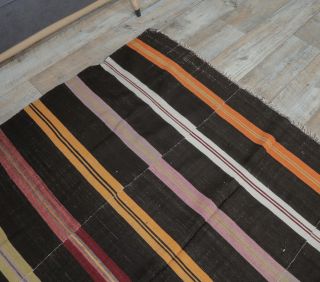 6x7 Vintage Handmade Striped Area Rug - Thumbnail