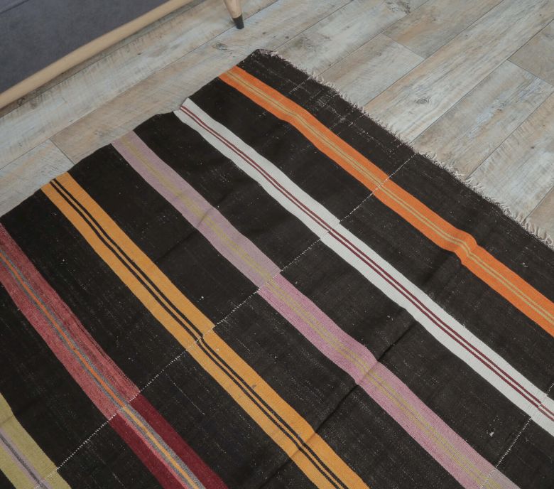 6x7 Vintage Handmade Striped Area Rug