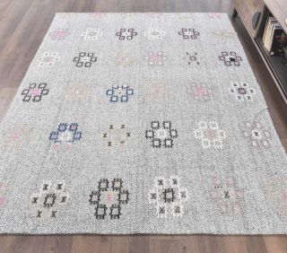 Vintage Kilim Floral Large Area Rug - Thumbnail