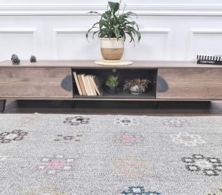 Vintage Kilim Floral Large Area Rug - Thumbnail