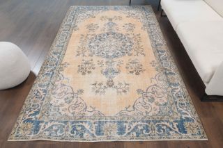 6x9 Handmade Vintage Large Area Rug - Thumbnail