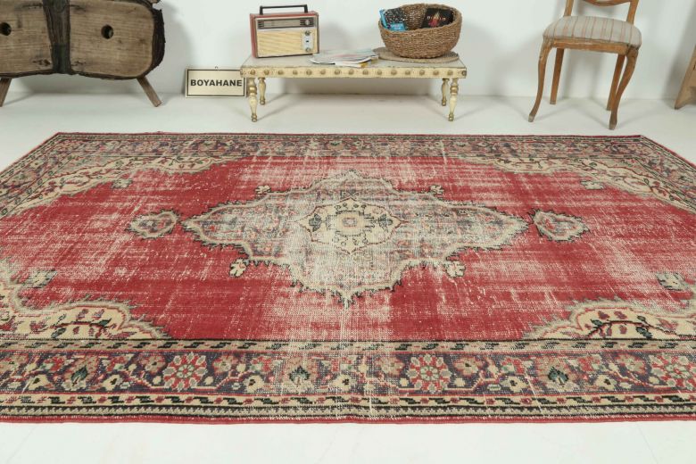 Vintage Red Anatolian Area Rug