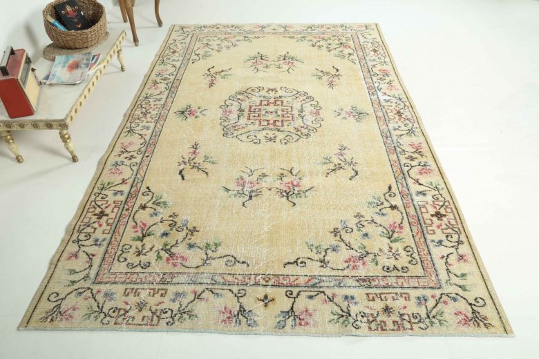 Vintage Beige Area Anatolian Rug
