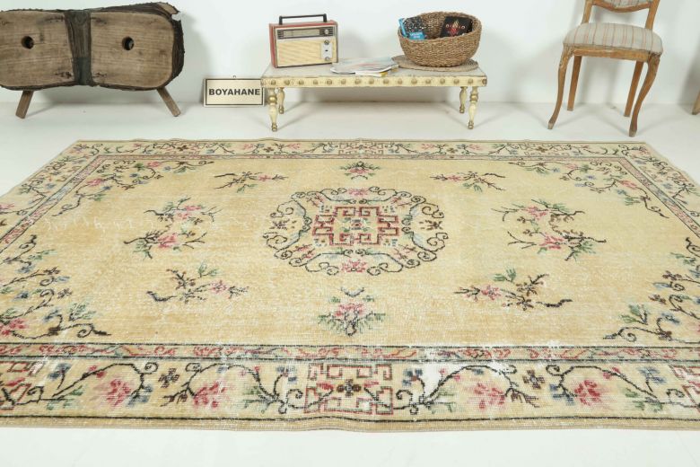 Vintage Beige Area Anatolian Rug