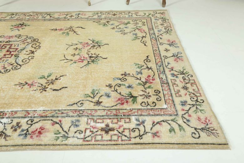 Vintage Beige Area Anatolian Rug