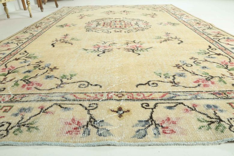 Vintage Beige Area Anatolian Rug