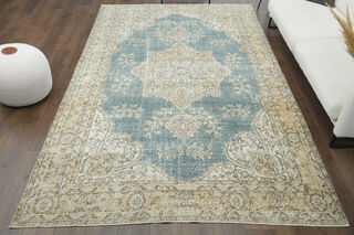 7x11 Vintage Vintage Blue Neutral Area Rug - Thumbnail