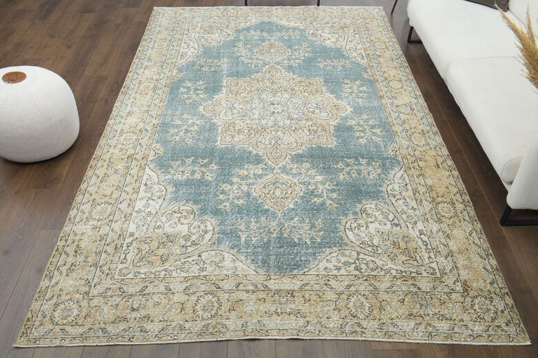 7x11 Vintage Vintage Blue Neutral Area Rug