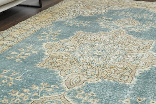 7x11 Vintage Vintage Blue Neutral Area Rug - Thumbnail