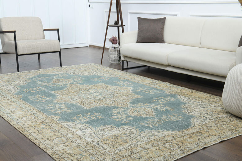 7x11 Vintage Vintage Blue Neutral Area Rug