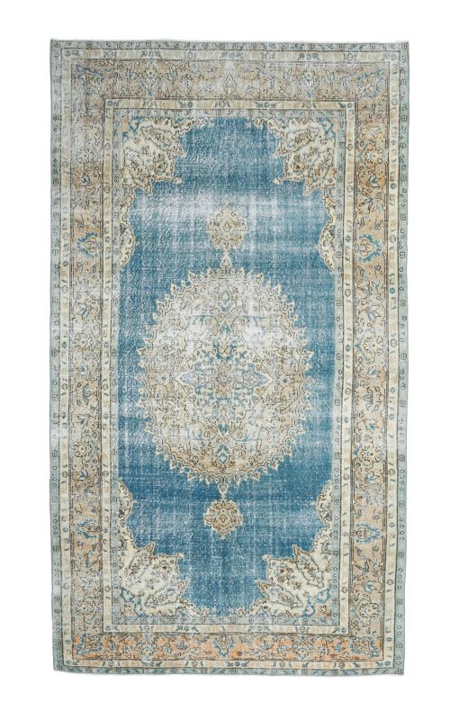 Vintage Oushak Blue Area Rug