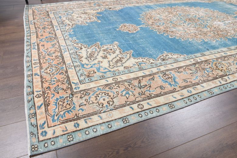 Vintage Oushak Blue Area Rug