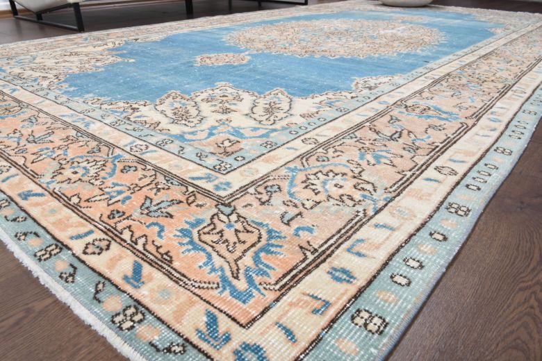 Vintage Oushak Blue Area Rug
