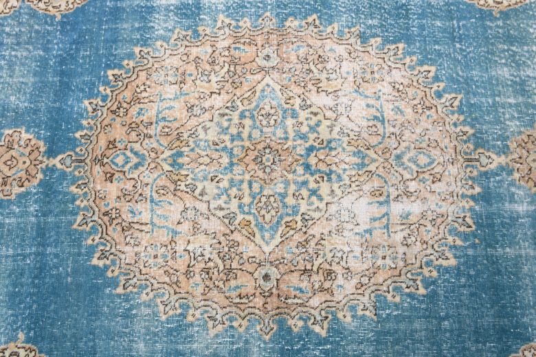 Vintage Oushak Blue Area Rug