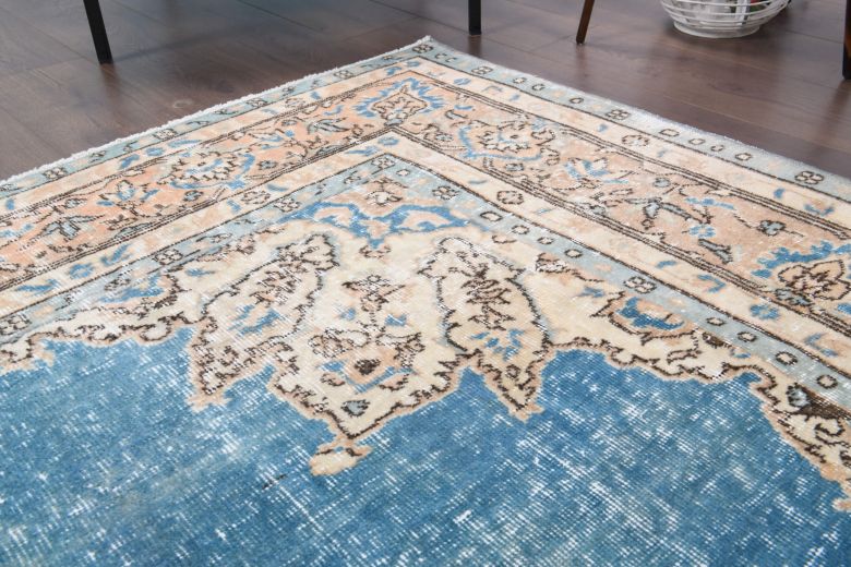 Vintage Oushak Blue Area Rug