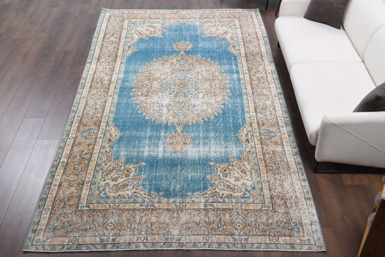 Vintage Oushak Blue Area Rug