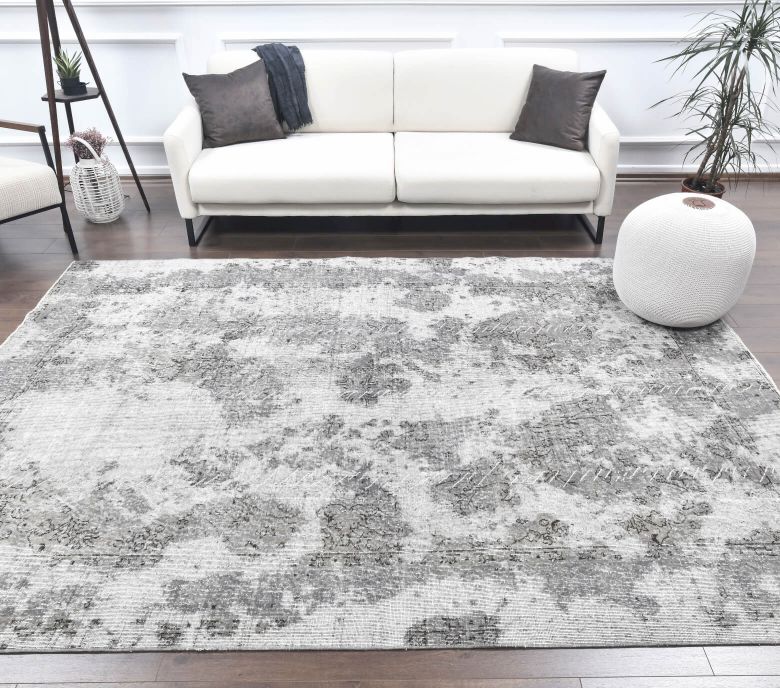Vintage Anatolian Distressed Gray Area Rug