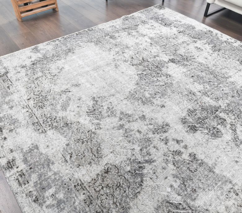 Vintage Anatolian Distressed Gray Area Rug