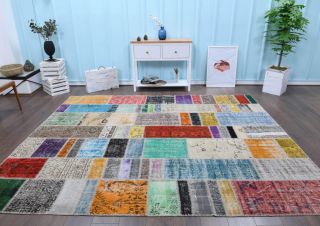 Vintage Patchwork Large Area Rug - Thumbnail