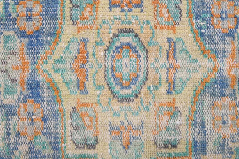 Hot Orange Vintage Area Anatolian Rug
