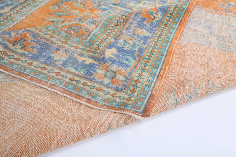 Hot Orange Vintage Area Anatolian Rug