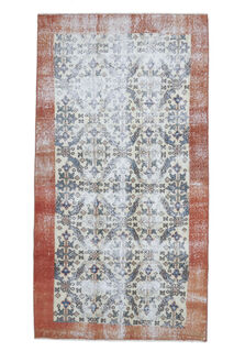 Albani - Turkish Vintage Bordered Rug - Thumbnail